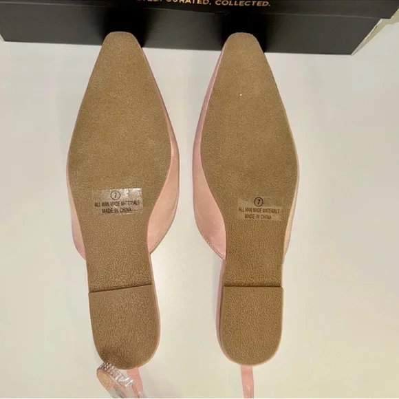 NIB Lulu’s Valetta Champagne Pink Satin Rhinestone Ankle Strap Flats 7 - Picture 12 of 12